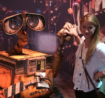 Julie with WALL-E at The Science Behind Pixar exhibit